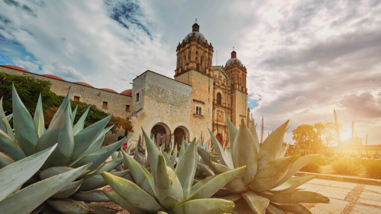 Landmark Santo Domingo Cathedral in historic Oaxaca city center